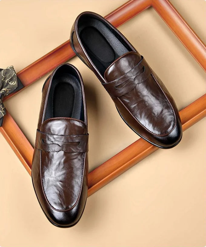 Social Shoe Male Leather Casual Round Toe Men's Formal Shoes Business Luxury Designer Clothing Office Party Gentleman 2025 Trend