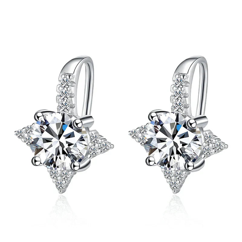 NeeTim 1ct 6.5mm Moissanite Earrings for Women S925 Sterling Silver with Gold Plated Diamond Earring Wedding Party Fine Jewelry