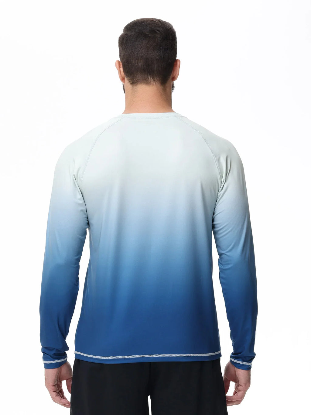 Summer Men's UPF 50+ Beach Swimming T-Shirt, Quick Dry Long Sleeve Fashion Gradient Rash Guard Tops for Sport Fishing Hiking