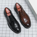 Men's Leather Brogue Oxford Dress Shoes Formal Business Handmade Classic 2026 Brown Black Chaussure Homme