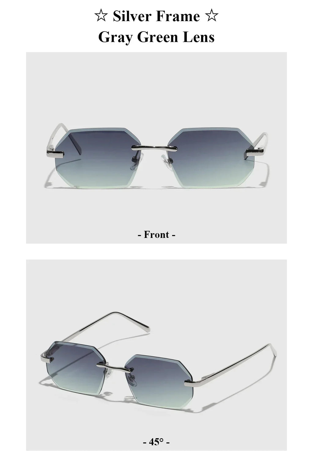 Sunglasses Men Brand Designer Fashion Rimless Sun Glasses Shades Diamond Cut Lens Ladies Frameless Metal Eye glasses