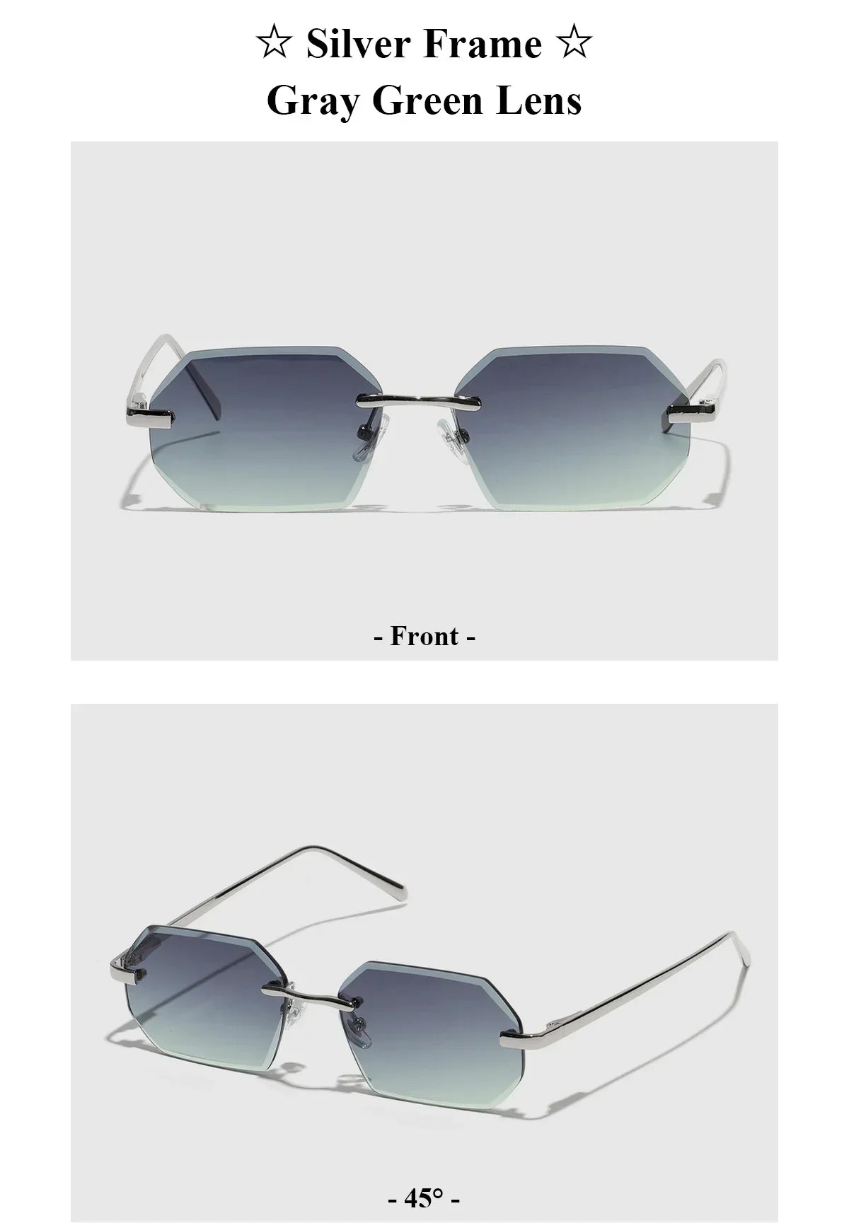 Sunglasses Men Brand Designer Fashion Rimless Sun Glasses Shades Diamond Cut Lens Ladies Frameless Metal Eye glasses