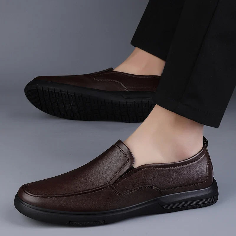Genuine Leather Men Loafers Handmade Mens Casual Shoes Business Dress Flats Breathable Moccasins Luxury Brand Man Driving Shoes