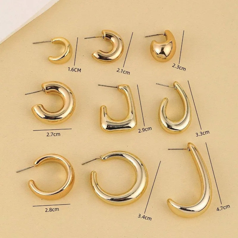 New Fashion, Simplicity, Creativity, Personality, C-shaped Water Drop, C-shaped Bean Women's Earring Set