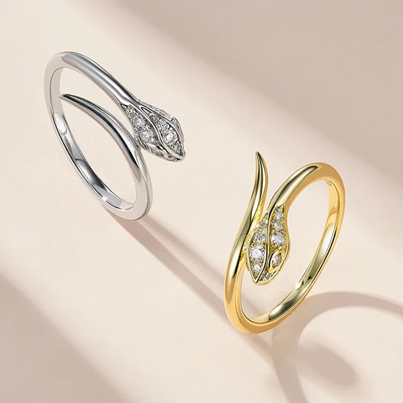 New All Moissanite Serpentine Rings for Women Index Finger Matching Band S925 Sterling Silver Plated 18K Gold Jewelry