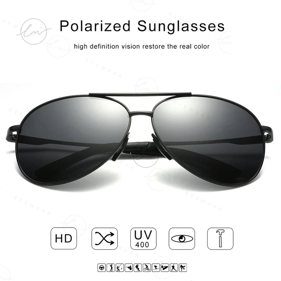 Classic Pilot Sunglasses Polarized Man Anti-Glare Safe Driving Glasses Woman Fishing Goggles Unisex UV400 Gafas De Sol