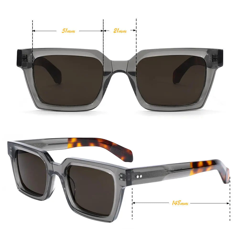VZONE Acetate Frame Glasses for Men Oversized Polarized Sunglasses Women Trendy Retro Wide Keyhole Bridge UV400 Protection