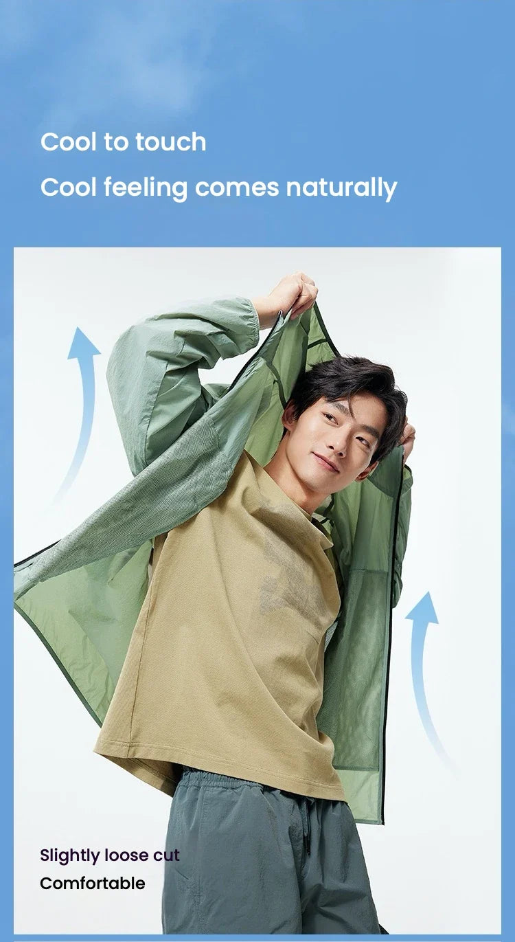 Sun Protection Jacket Men Lightweight Cool Feeling Triple Protection Hooded Top 2025 New Summer Jacket for Outdoor