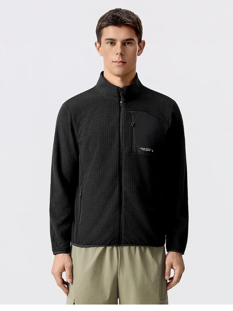 Fleece Sports Jacket Winter Cardigan Knitted Jacket Stand Collar Outdoor Running Windproof And Warm Training Top