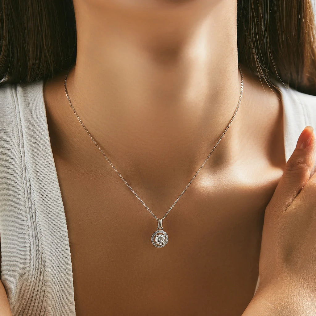 1 Carat D color Moissanite Pendant Necklace For Women 925 Sterling Silver Wedding Bridal Fine Jewelry With Certificate