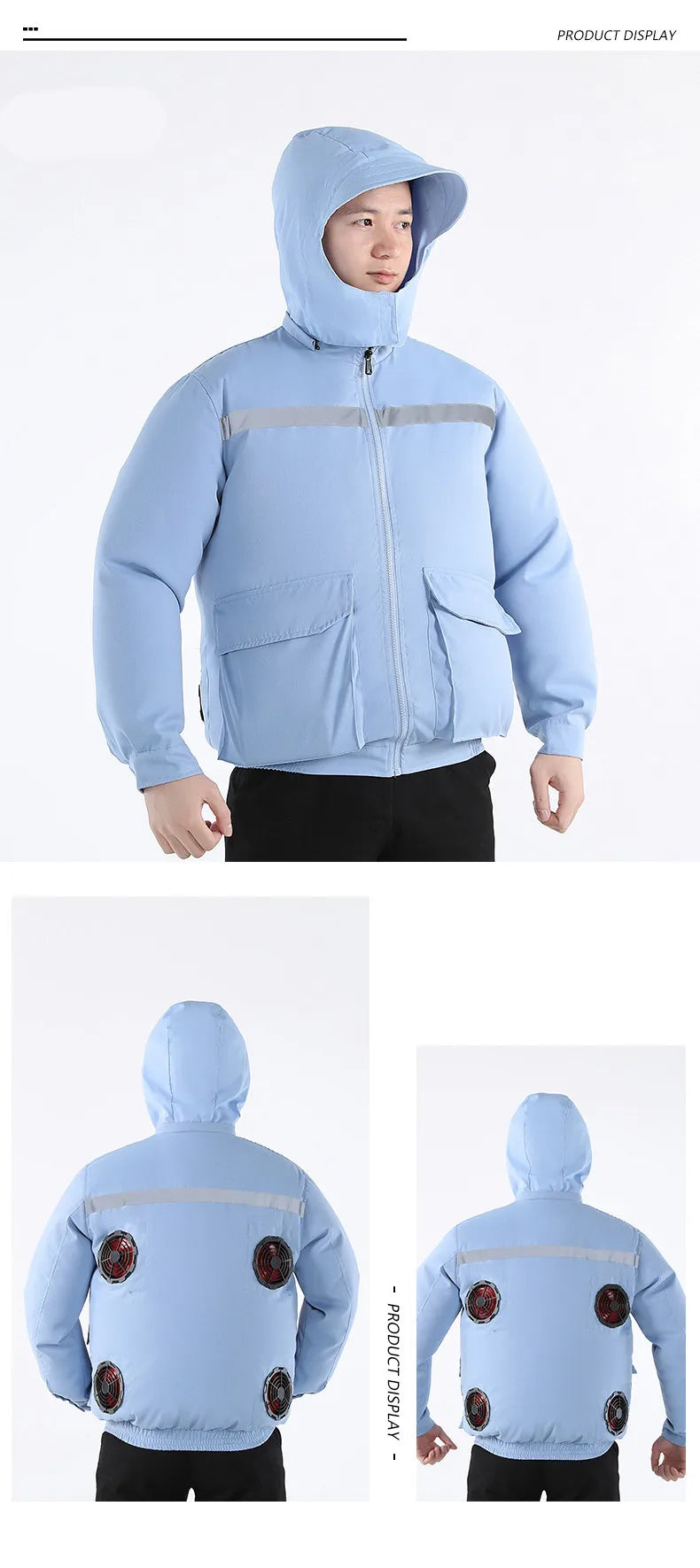 New Casual Loose Cooling Electric Fan Air Conditioning Suit Men Construction Site Outdoor Work Suit With 4 Fans Cooling Coat