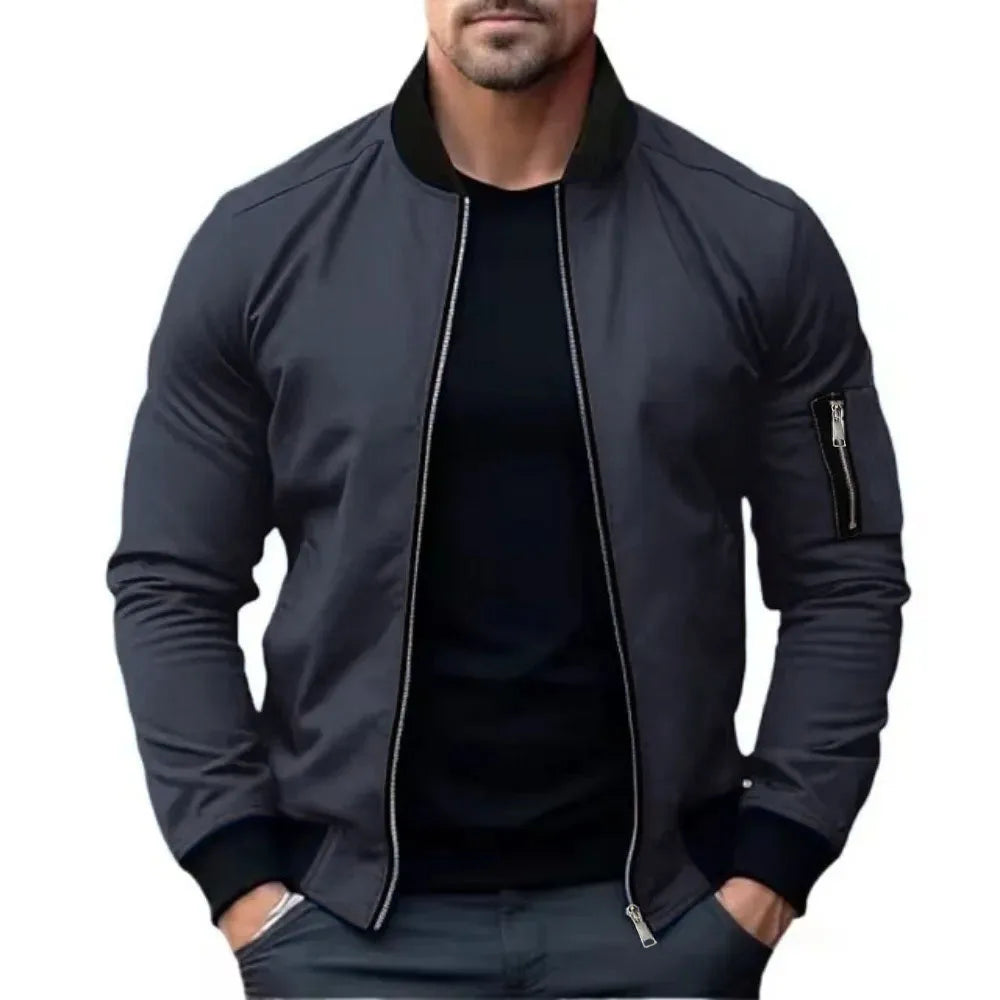 New Jackets for Men Solid Color Bomber Jacket Coat Business Male Coats Windbreaker Mens Zipper Korean Basic Streetwear Tops