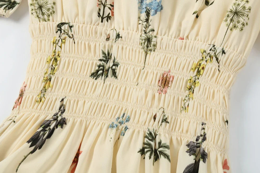 SS26 Women Smock Floral Dress Sweet Style