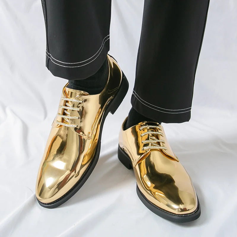 Golden Leather Shoes for Men – Fashion Party Formal Footwear EU 40–48