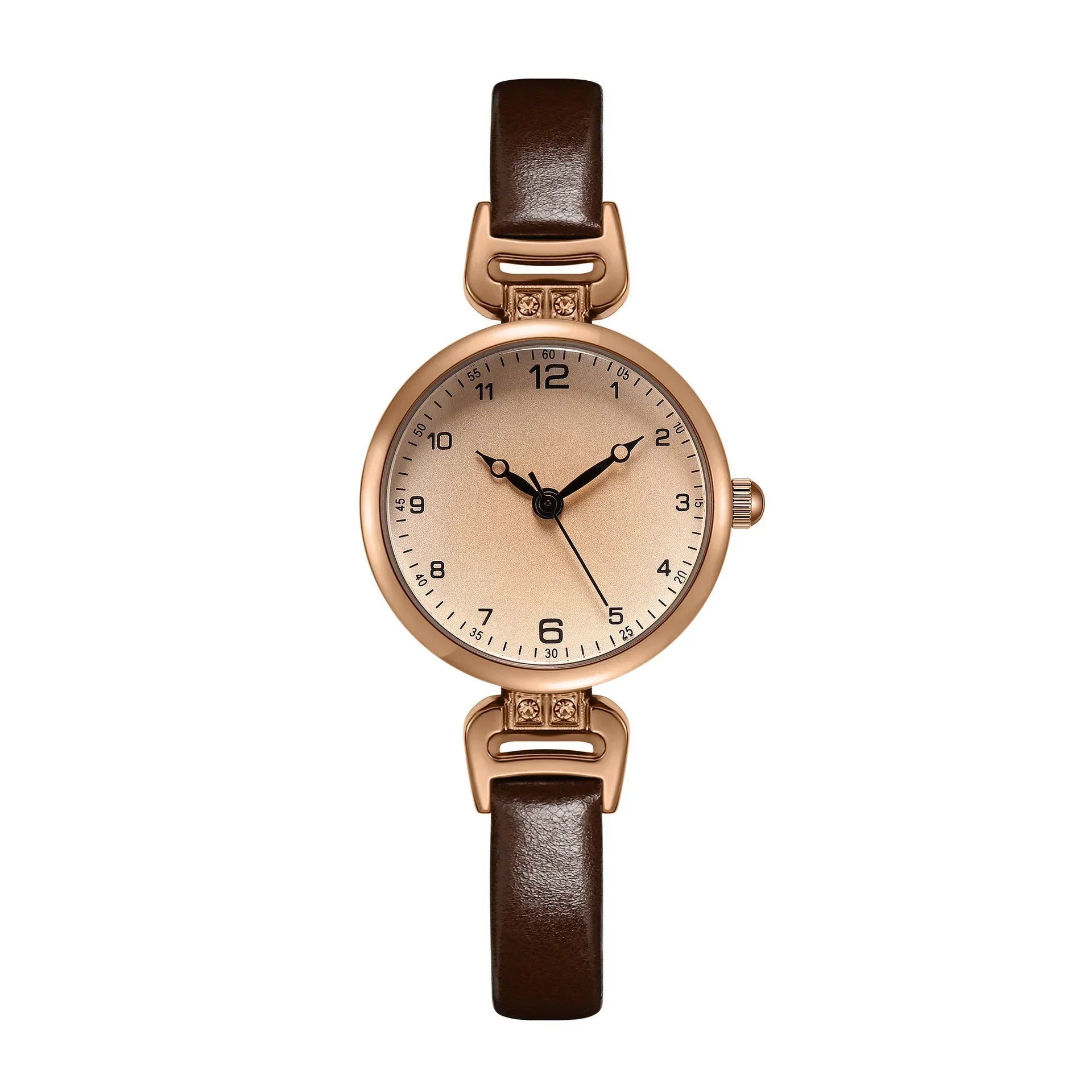 Simple Women's Watches Small Round Ladies Bracelet Watch PU Leather Thin Retro Quartz Wristwatch for Women Girls Gifts