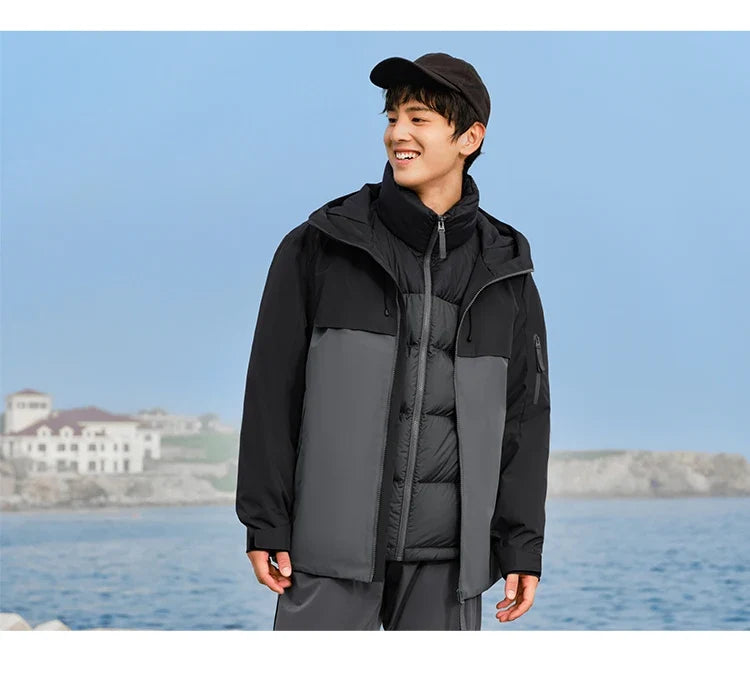 Down Jacket Men Three-in-One Two-Piece Set 2024 New Winter Four-Proof Outerwear Down Jacket