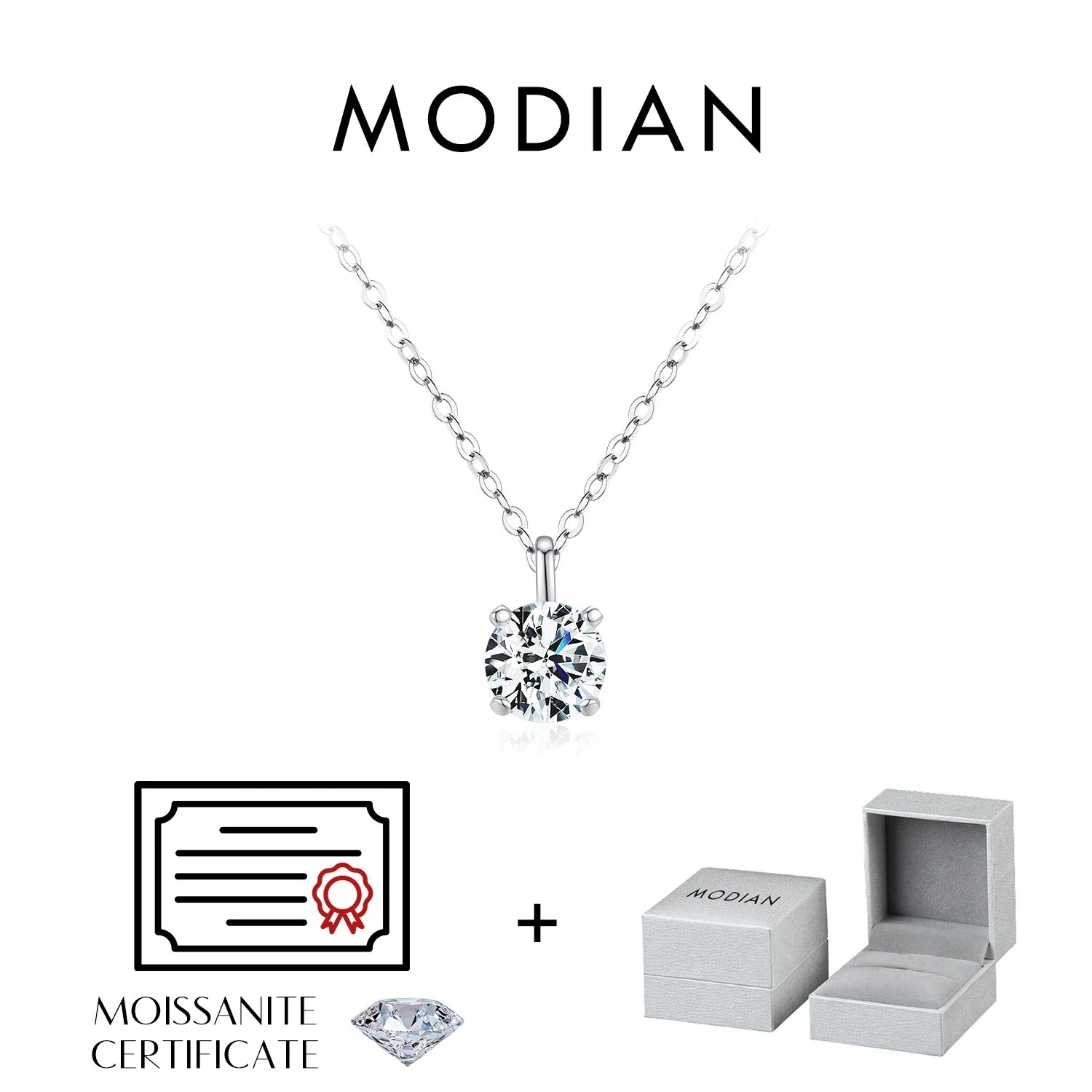 1CT Prong Setting Moissanite Necklace D color VVS1 Lab Diamond Pendant For Women 925 Sterling Silver Wedding Jewelry
