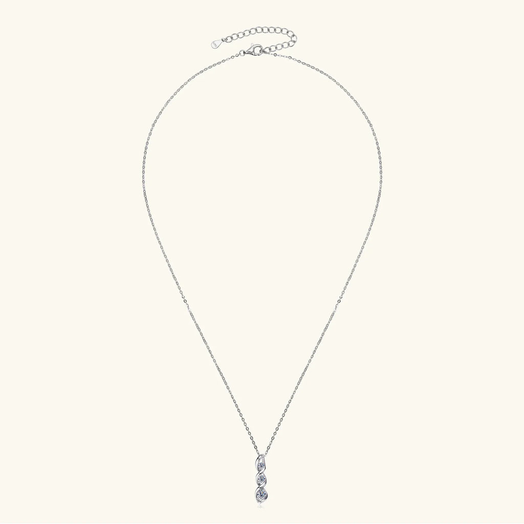 Moissanite Diamond Necklace Gift for Women 925 Sterling Silver 18K White/Yellow Gold Plated Twisted Pendant Chain