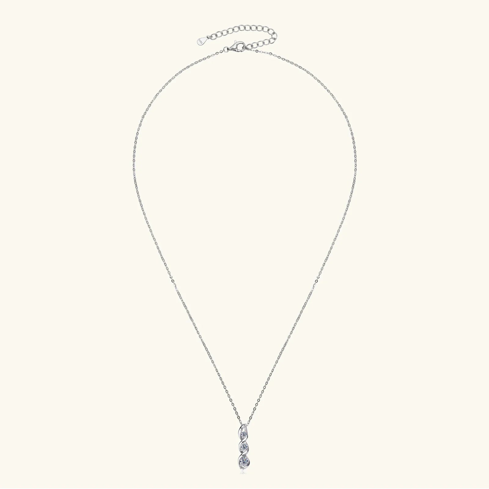 Moissanite Diamond Necklace Gift for Women 925 Sterling Silver 18K White/Yellow Gold Plated Twisted Pendant Chain