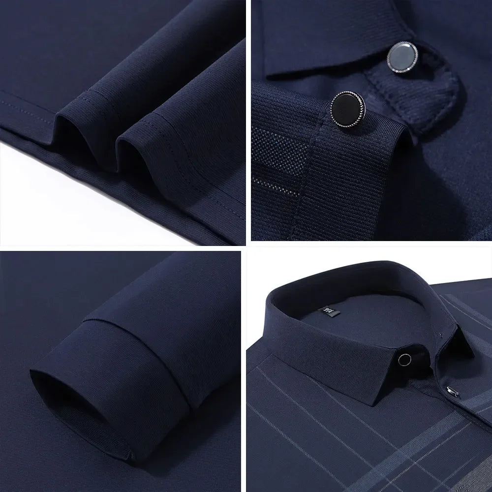 Polo T Shirt for Man 2026 Formal Business Slim Long Sleeve Tshirt Men Casual Loose Stripe Shirt for Man Designer Clothes