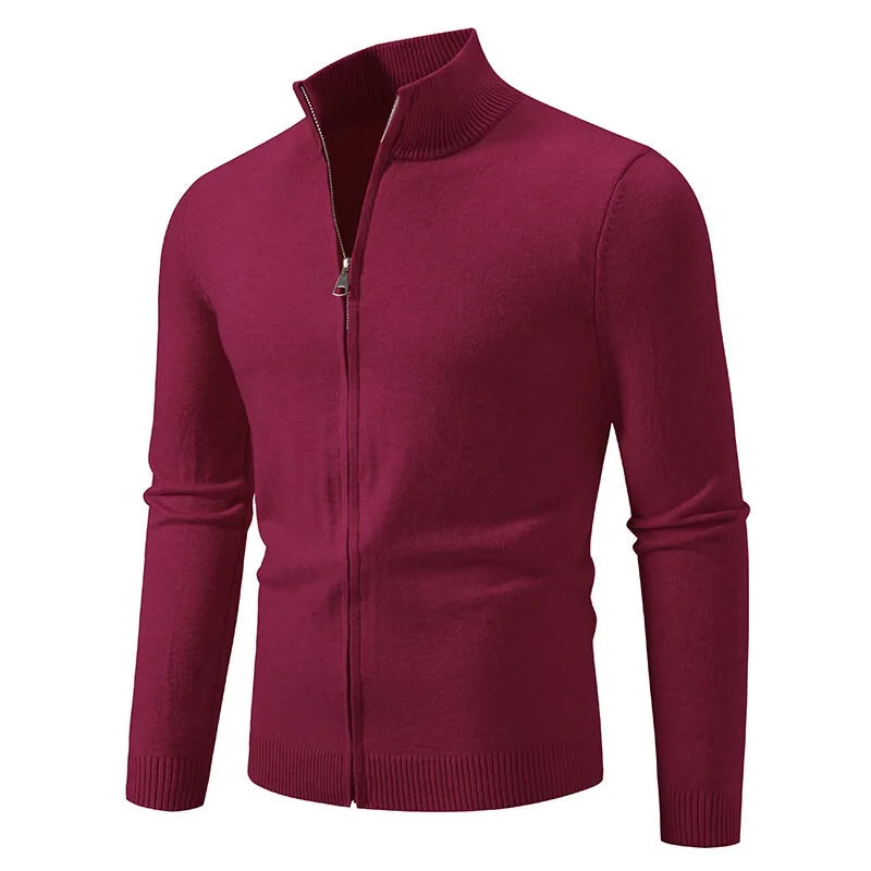 Men's Knit Zipper SweaterCoats Slim Fit Sweaters Stand Collar Fall Winter Cardigan Sweater Jumper Warm Streetwear