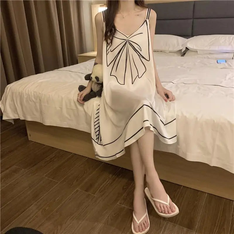 Sexy Sleeveless Printing Loose Mini Dress Women Clothing New Thin All-match Youth Elegant Dresses Fashion Temperament Summer