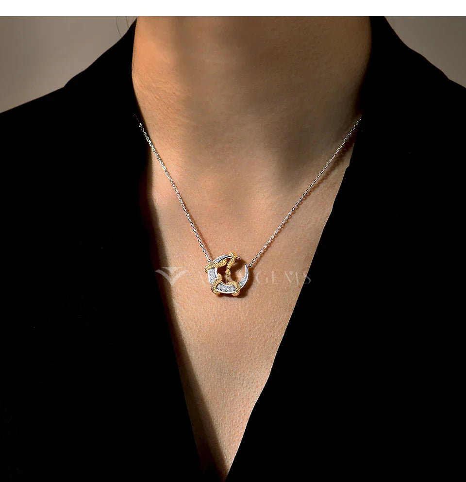 Luxury Moissanite Necklace With Moon Snake for Women S925 Sterling Silver lucky Birthday Party Engagement Jewelry Gift