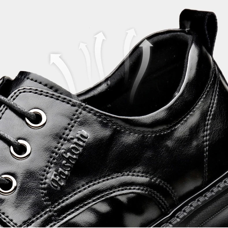 Summer Hallow Cow Leather Shoes for Men Fashion Casual Black New Designer Dress Shoes Male Lace Breathable Platform Shoes Man