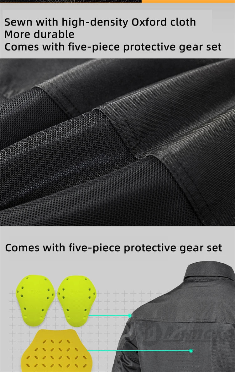 Men Motorcycle Jacket New Upgraded Summer Breathable Jacket CE Protective Retro Black Motorbike Motorcyclist Mesh Clothing