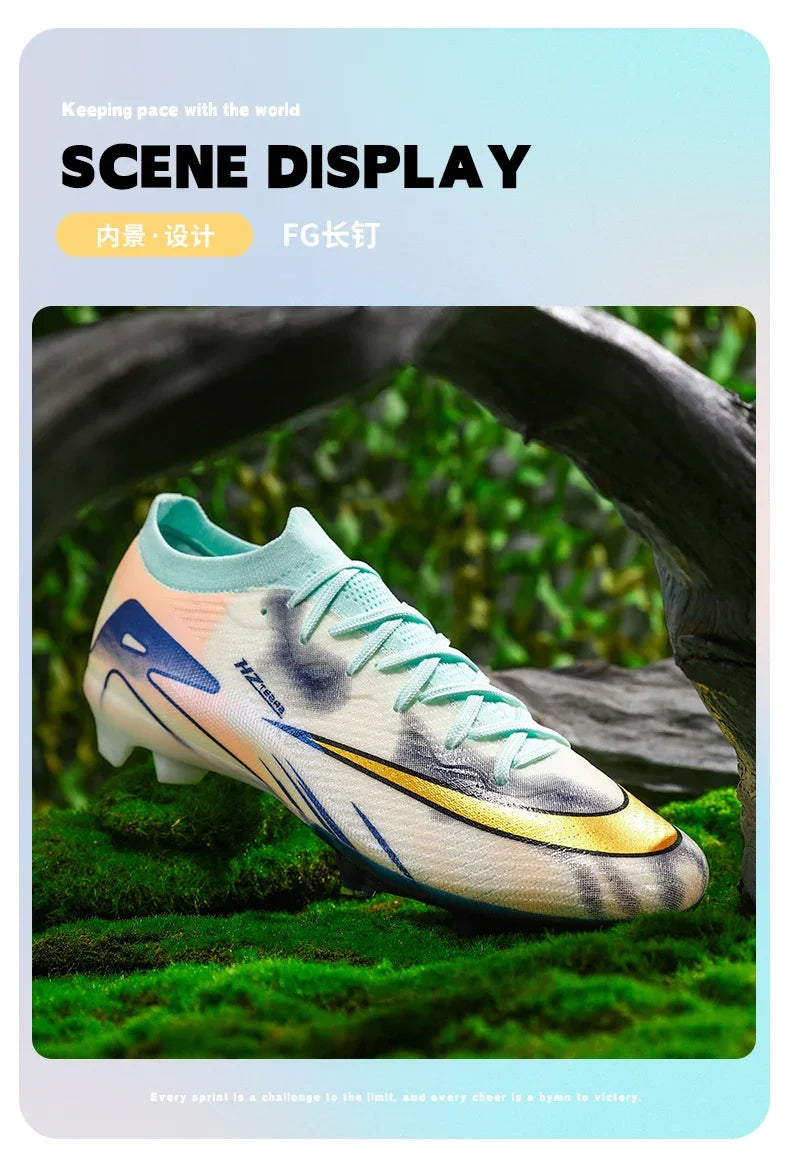 New Men Football Boots Ultralight Soccer Shoes Cleats Long Spikes Match Breathable Indoor Sneakers Training Drop Shipping