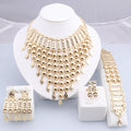 New Tassels Silver Plated Necklace Earrings Bracelet Ring Set for Women Bridal Chains Ethinc Wedding Jewelry Bride Gifts