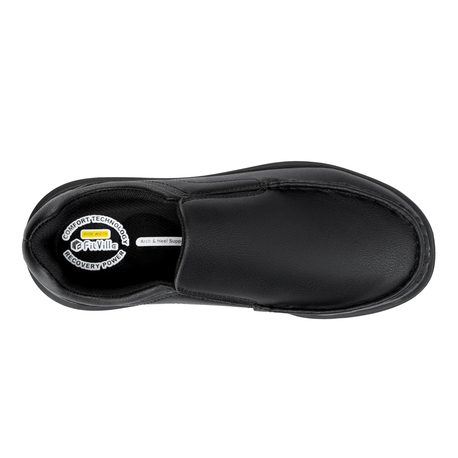 Men's Shoes Wide Width Leather Slip-On Casual Shoes Lightweight For Swollen Feet with Arch Support Pain Relief