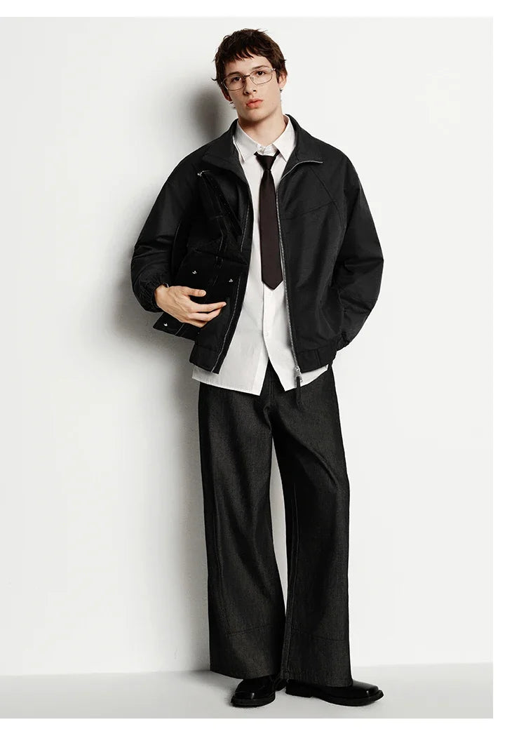 Jacket Men Loose Fit Stand Collar Youth Style 2025 Autumn Winter Minimalist Fashion Casual Coat