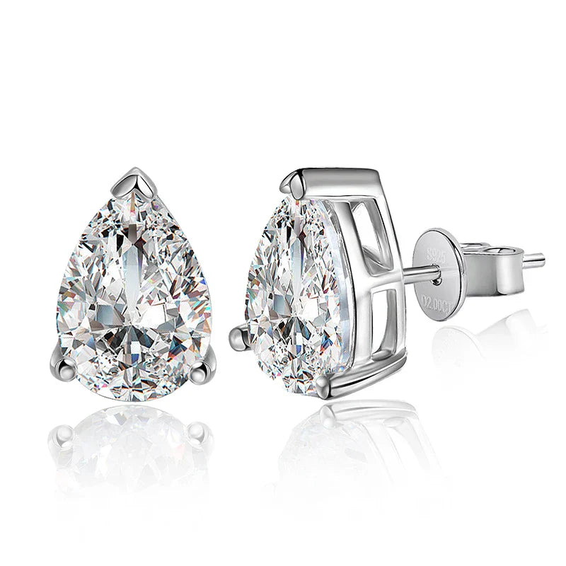 D VVS1 Pear Moissanite Earrings for Women GRA Certified Lab Grow Diamond Solid 925 Silver Plated 18k Gold Stud Earring