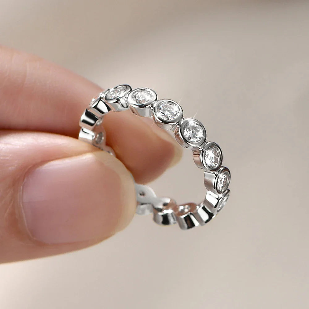 14k Gold Filled Full Eternity Ring Bezel 3mm D Round Moissanite Rings Stackable Bands GRA Certified Jewelry for Women 2026