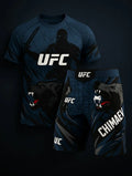 New Khamzat Chimaev UFC Boxing Fighting Tee Shorts Men Breathable Speed Drying Jersey MMA Wrestling Running Sweat Absorbing Set﻿