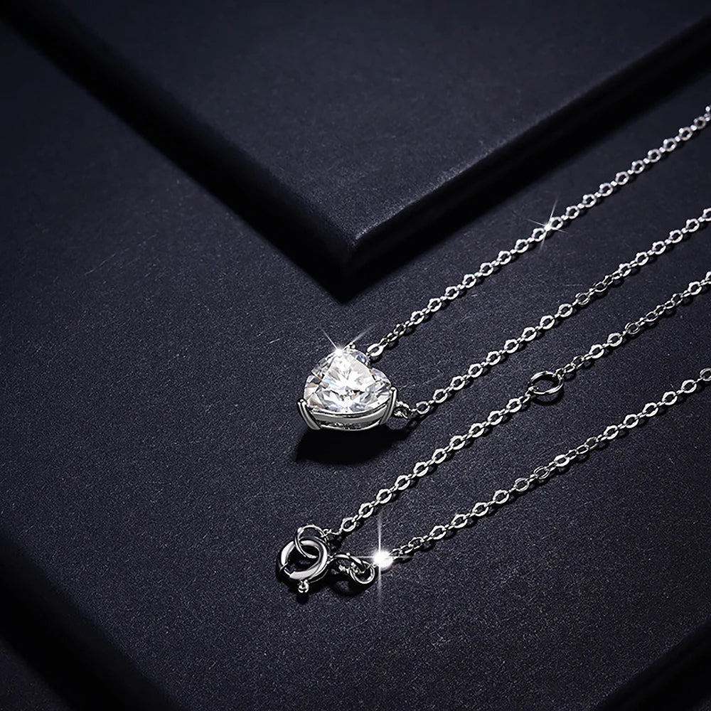 2/4/6carat Heart Cut Moissanite Pendant Necklace for Women S925 Silver D Color Solitaire Diamond Neck Chain with Certificate