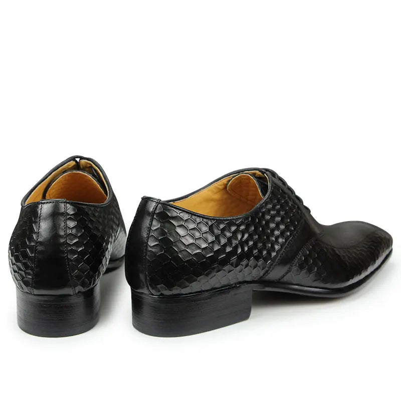 Luxury Men's Leather Shoes Leather Breathable Business Formal Shoes Wear Slip Casual Shoes High-end Height Increasing Lace Up