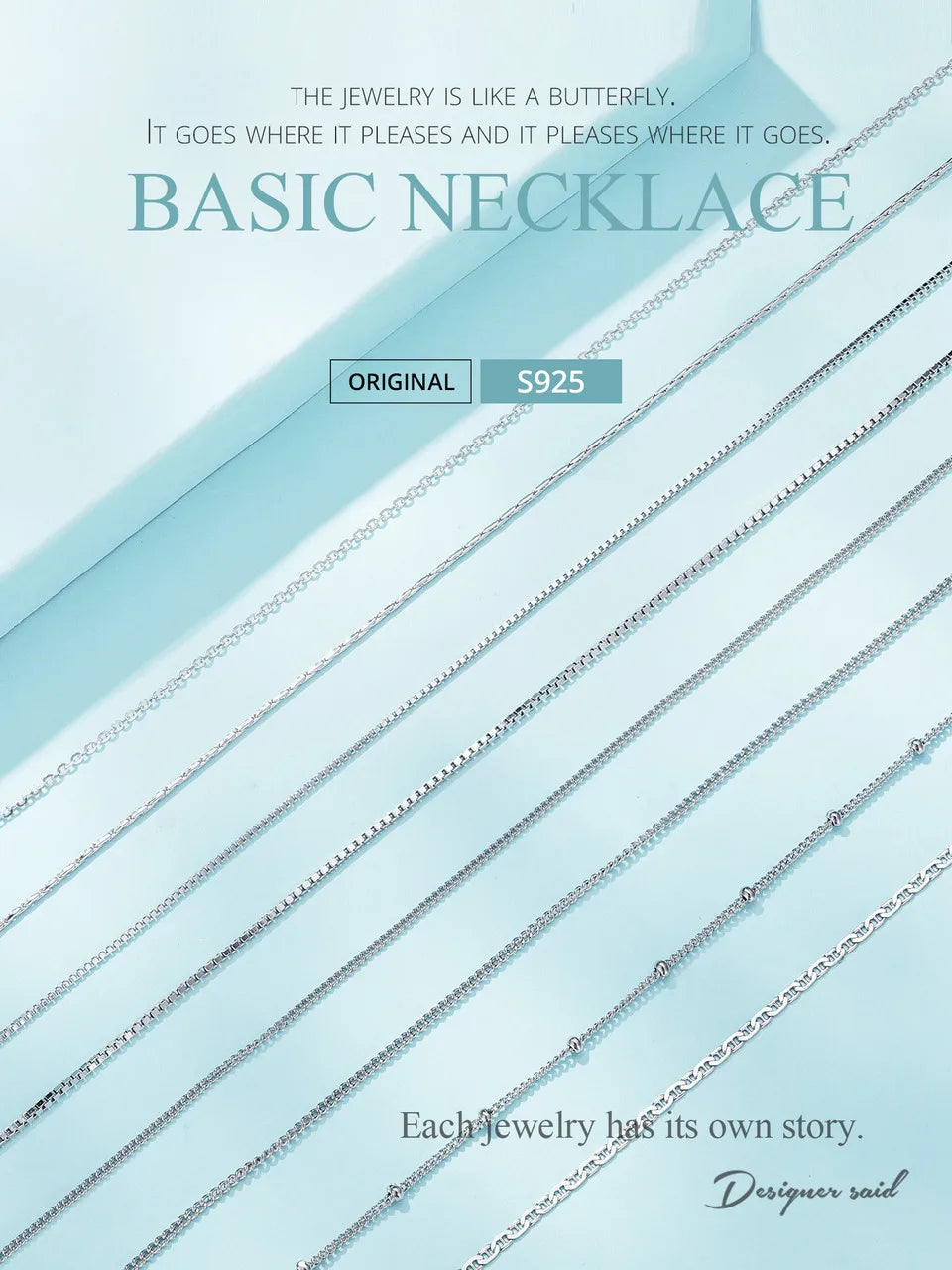 Classic Basic O-chain Solid 925 Sterling Silver Lobster Clasp Adjustable Necklace Box Cable Chain DIY Jewelry for Women