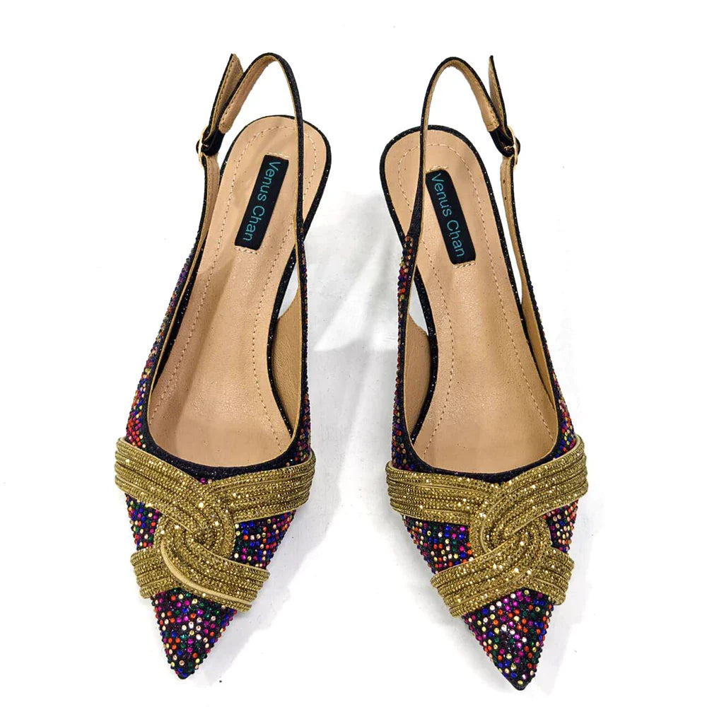 Black Hollow Design With Pointed Shoes And Fashion Three-Dimensional Bag