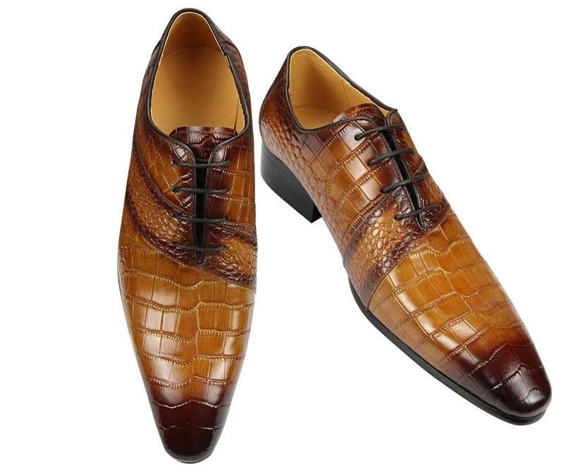 Men's Invisible Height Increasing Elevator Shoes Genuine Leather Formal Dress Oxfords Business Shoes Durable Rubber Outsole