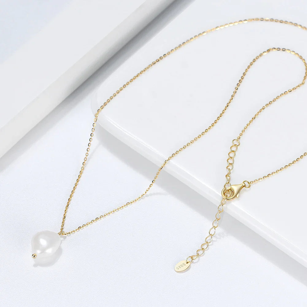 925 Sterling Silver Pearl Necklace with Irregular Real Natural Baroque Pearl for Women Necklace Jewelry GPN22