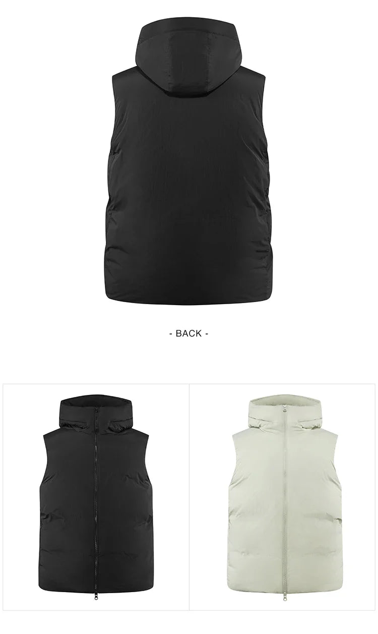 Down Vest Men Three-Resistant Loose Hooded Outerwear 2024 New Winter Stacking Solid Color Versatile Sleeveless Top