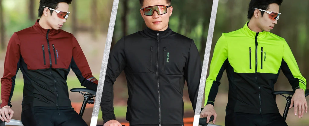 Men's Cycling Jacket Winter Thermal Long Sleeve Fleece MTB Jacket Bicycle Top Bike Clothing with 3 Rear Pockets 0℃-15℃
