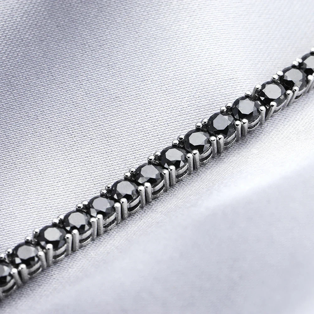 GRA Certified 3mm 0.1CT Gradient Color Black Grey White Moissanite Tennis Bracelet for Men Woman 925 Silver Link Bracelets