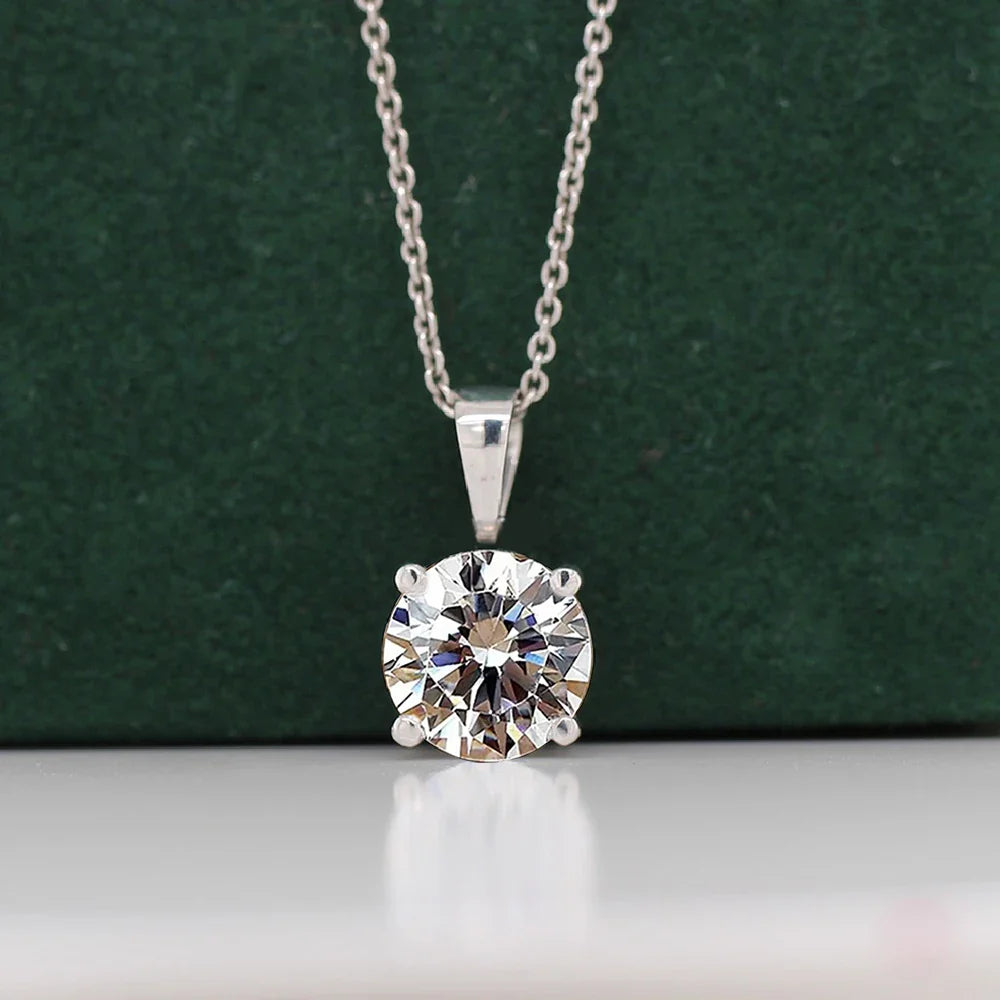 1/2/3CT Moissanite Pendant Necklace for Women D Color VVS1 Solitaire Diamond Neck Chain 925 Silver Plated 18k Gold Fine Jewelry