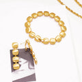 Dubai Gold Color Jewelry Set Classic Square Geometry Necklace Earring Bracelet Ring For Women Christmas Gifts 2025 New