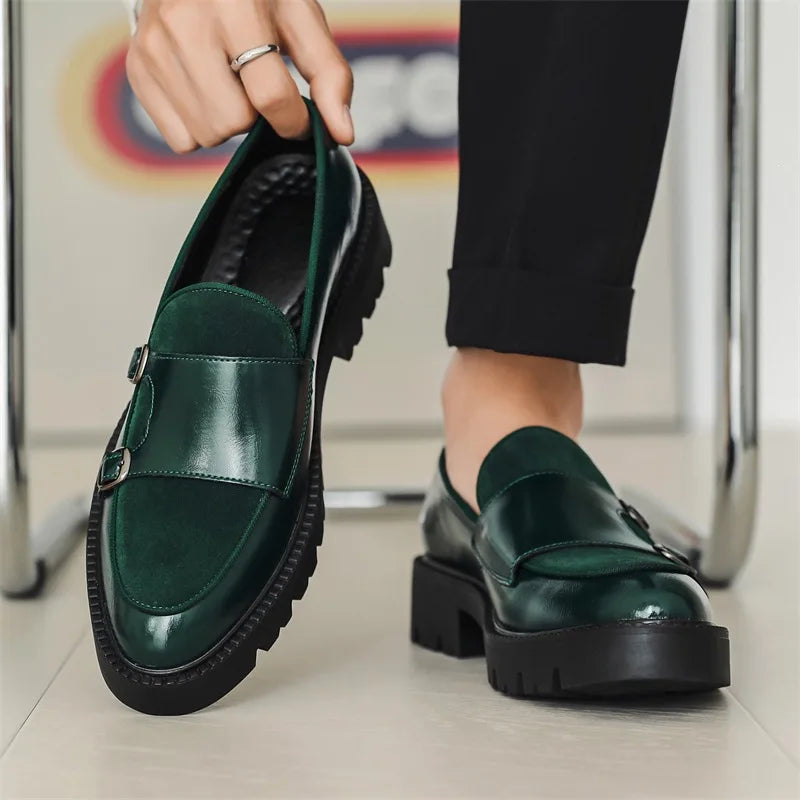 New Buckle Designer Big Size Loafers For Man Spring Autumn Business Leather Platform Shoes Male Fashion Casual Elegant Shoes Man