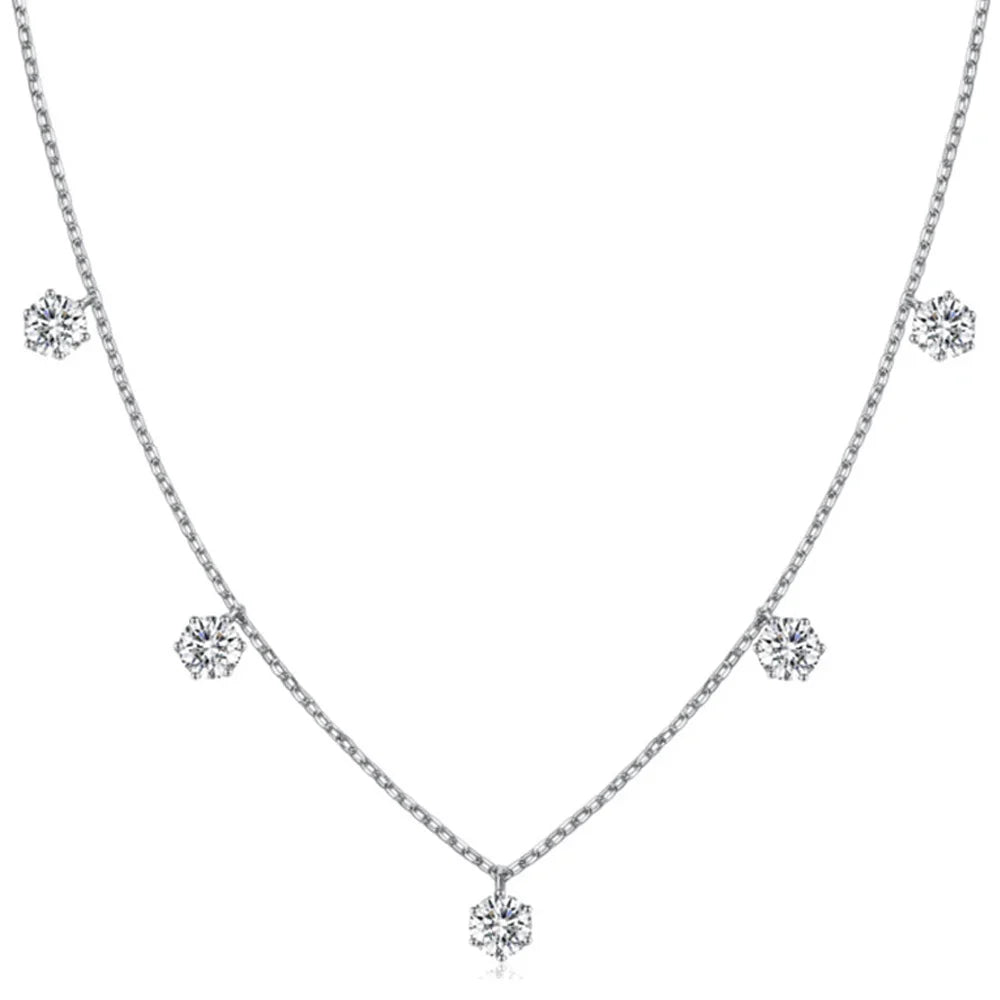 2.5-5CT Tennis Moissanite Necklace Chain for Women 925 Sterling Silver 5mm 6.5 mm Bezel Diamond Necklaces Overlay Style Jewelry
