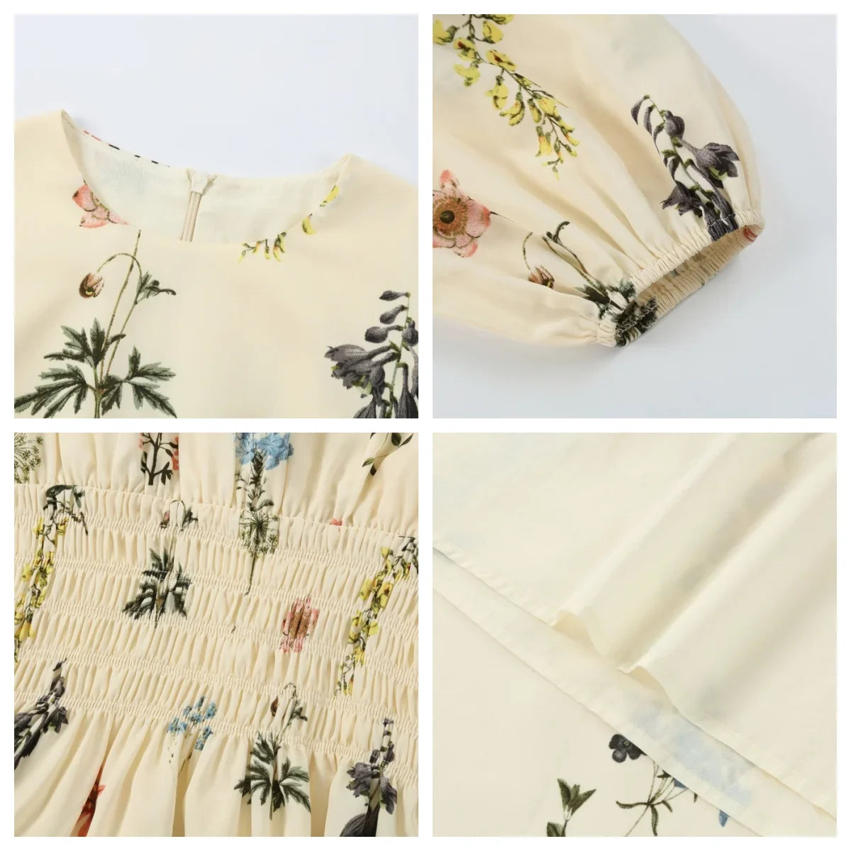 SS26 Women Smock Floral Dress Sweet Style